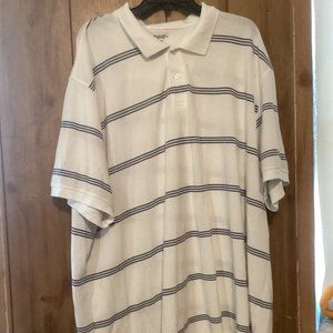 Sadlebred Easy Care Big Man White with Blue Stripes Polo Size 3X